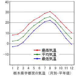 宇都宮の平均気温